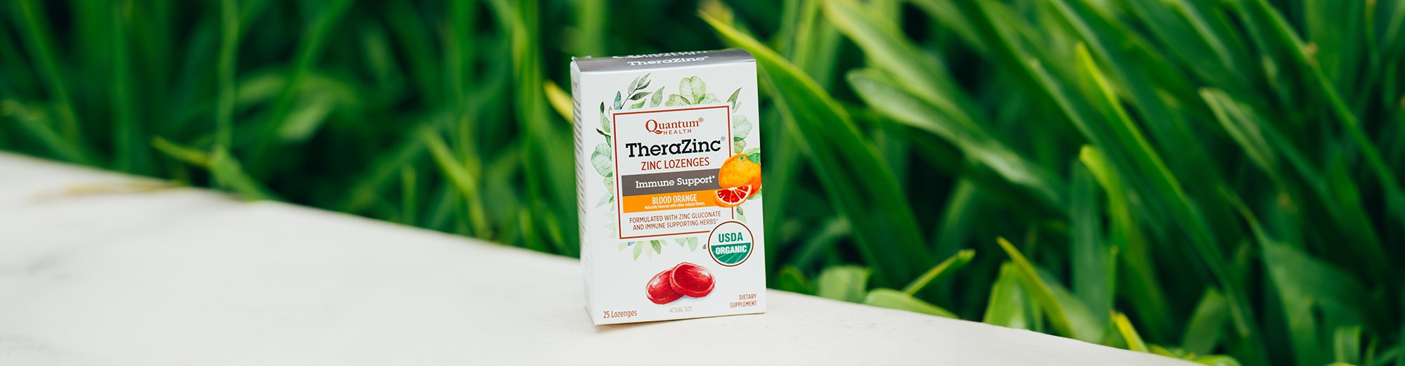 クチナシ TheraZinc® USDA Organic Blood Orange Lozenges - Quantum Health
