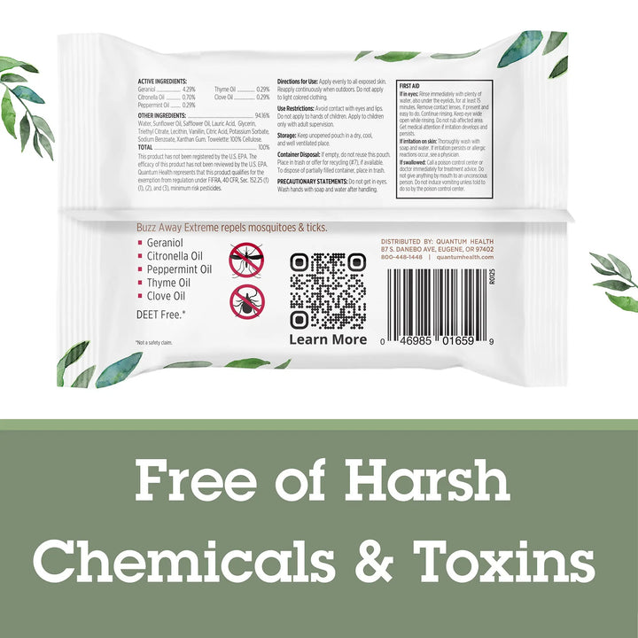 Product packaging with text 'Free of Harsh Chemicals & Toxins' on a green background