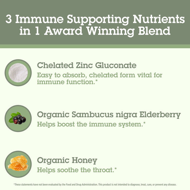 List of immune supporting nutrients with images and descriptions on a green background