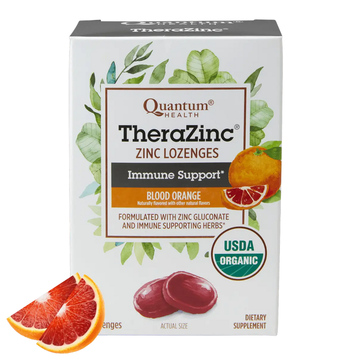 TheraZinc USDA Organic Blood Orange Lozenges - Quantum Health TheraZinc USDA Organic Blood Orange Lozenges - Quantum Health