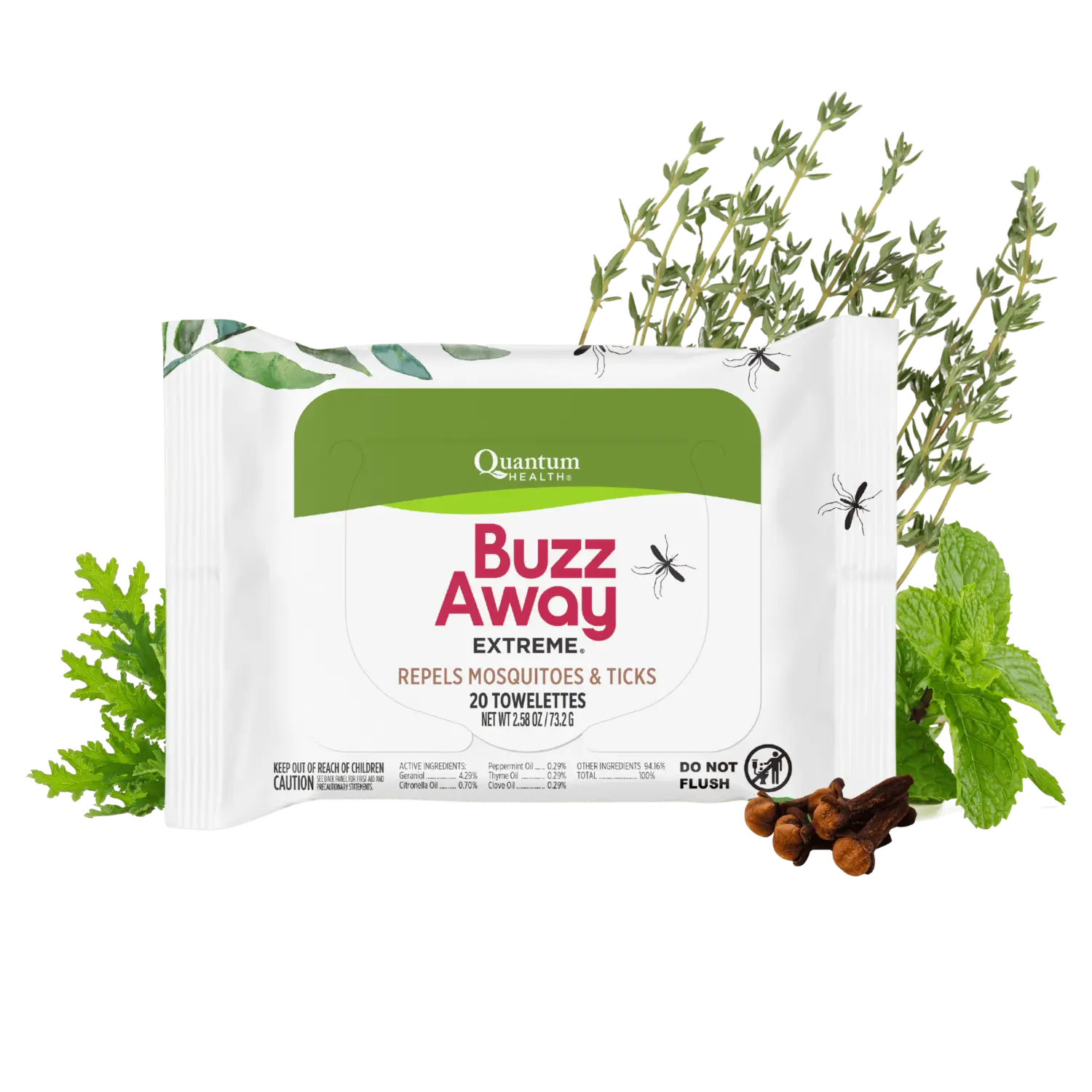 Package of Buzz Away extreme wipes 