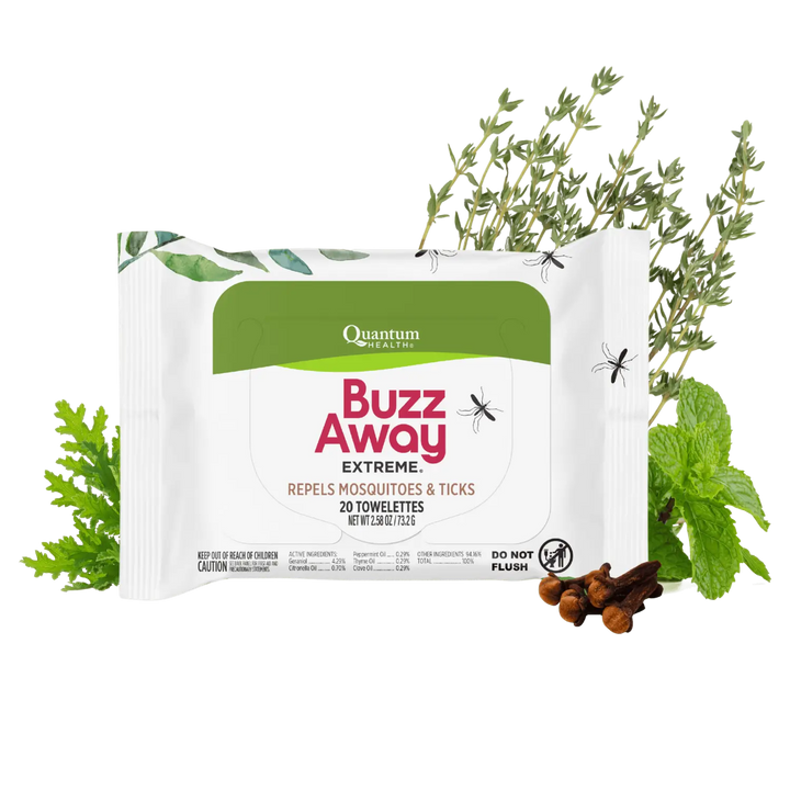 Package of Buzz Away extreme wipes 
