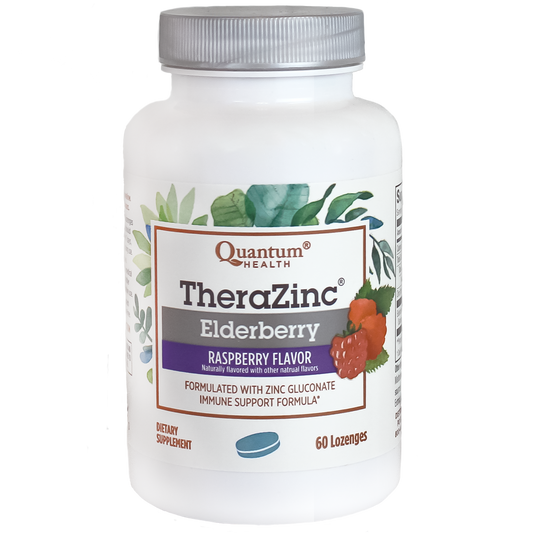 Quantum Thera Zinc Elderberry Lozenges Raspberry 60 Lzngs Quantum Health TheraZinc® Zinc Elderberry Lozenges, 14 & 60 Count