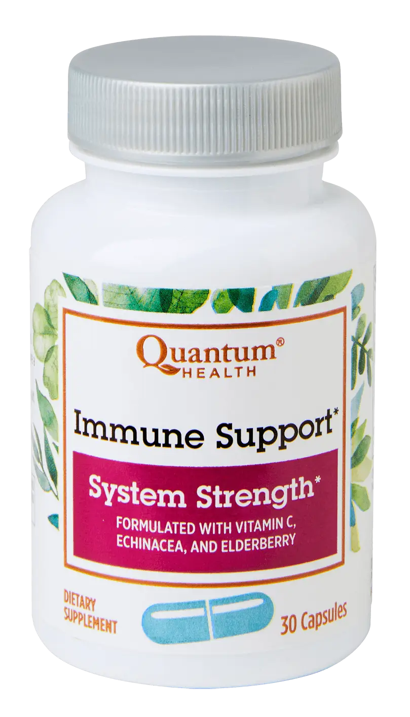 Quantum Health Immune Support System Strength supplement bottle on a white background