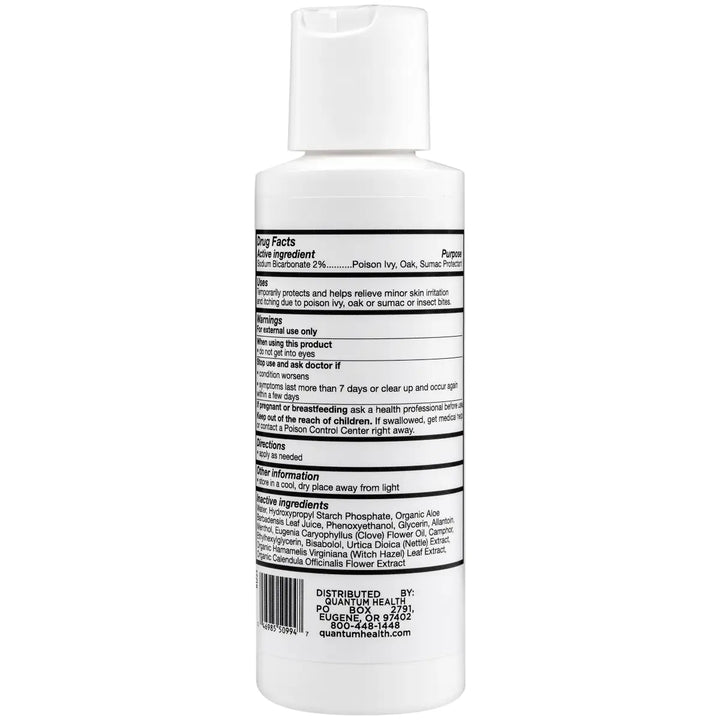 Back label of a Itch Nix gel product bottle on a white background