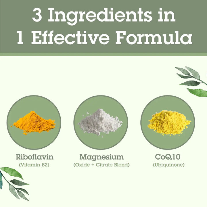 Three ingredients in a formula with labels on a green background