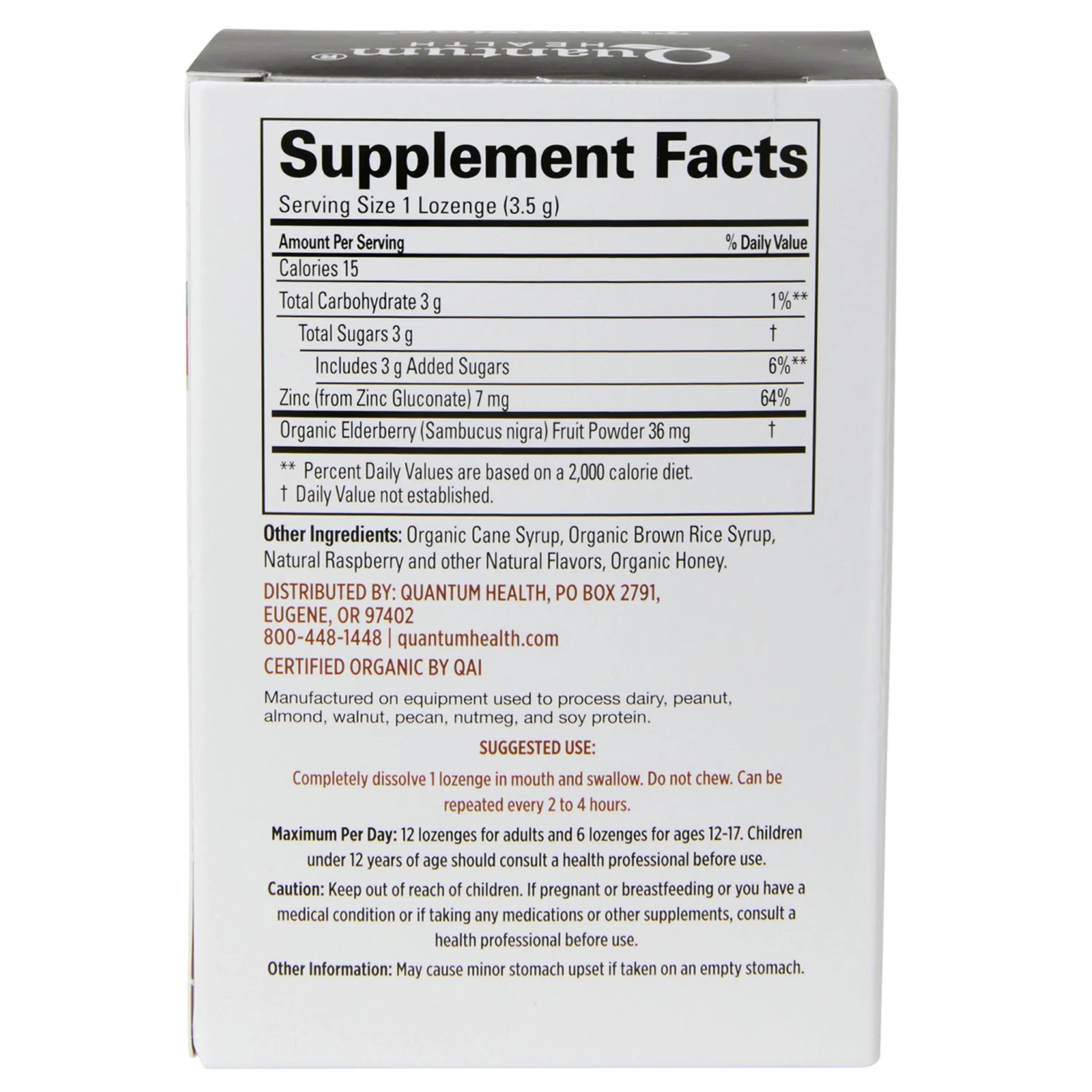 Supplement facts label on a product packaging with white background
