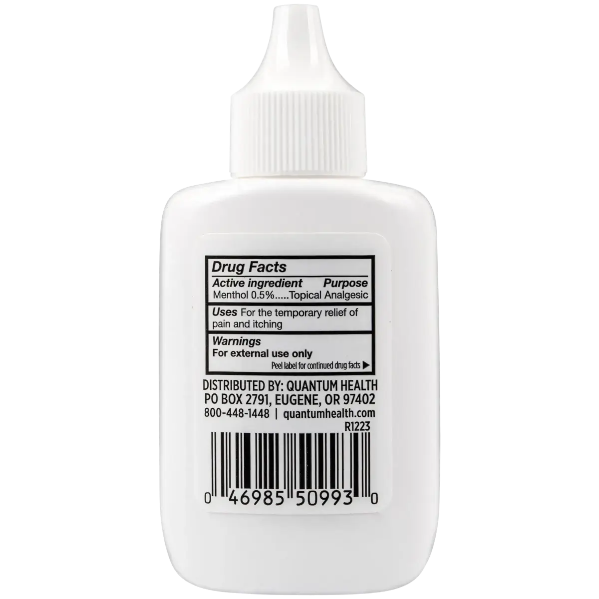 Sting soothe itch and pain relief bottle with label on a white background