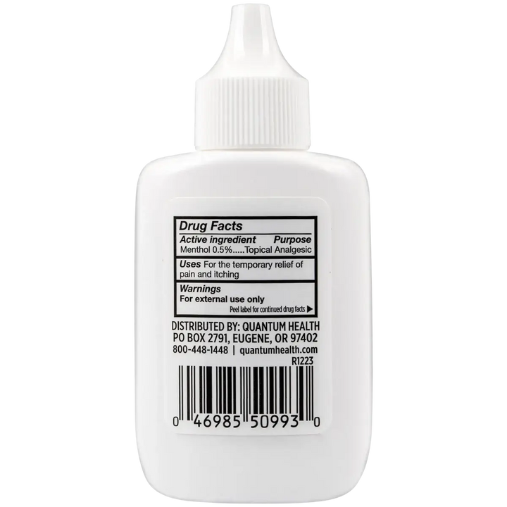 Sting soothe itch and pain relief bottle with label on a white background