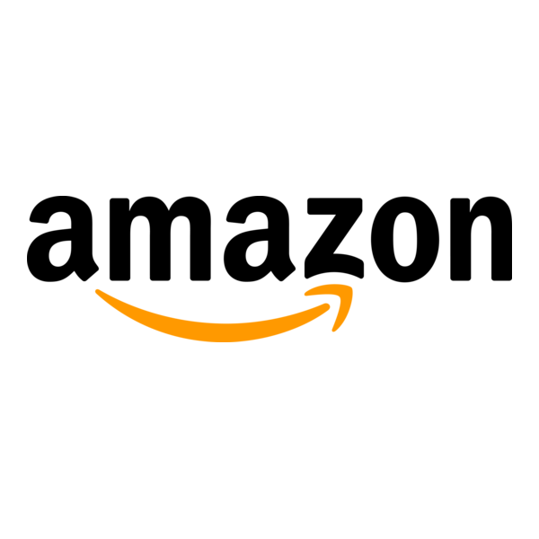 Amazon logo with black text and orange smile on a white background