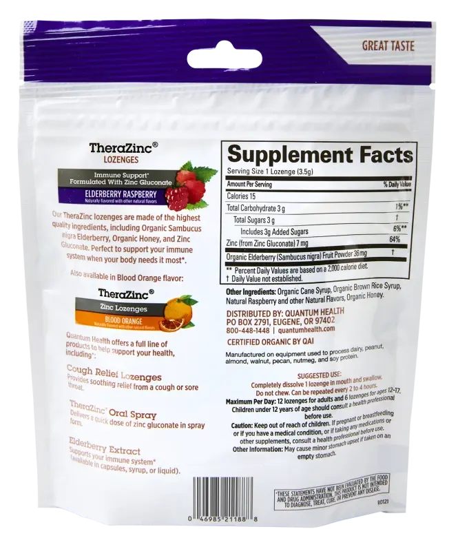 TheraZinc®  USDA Elderberry Raspberry Lozenges